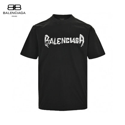T-shirt Balenciaga à logo vieilli noir