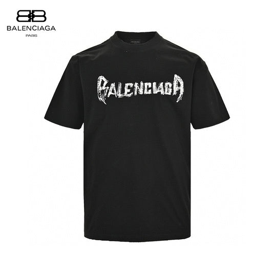 T-shirt Balenciaga à logo vieilli noir