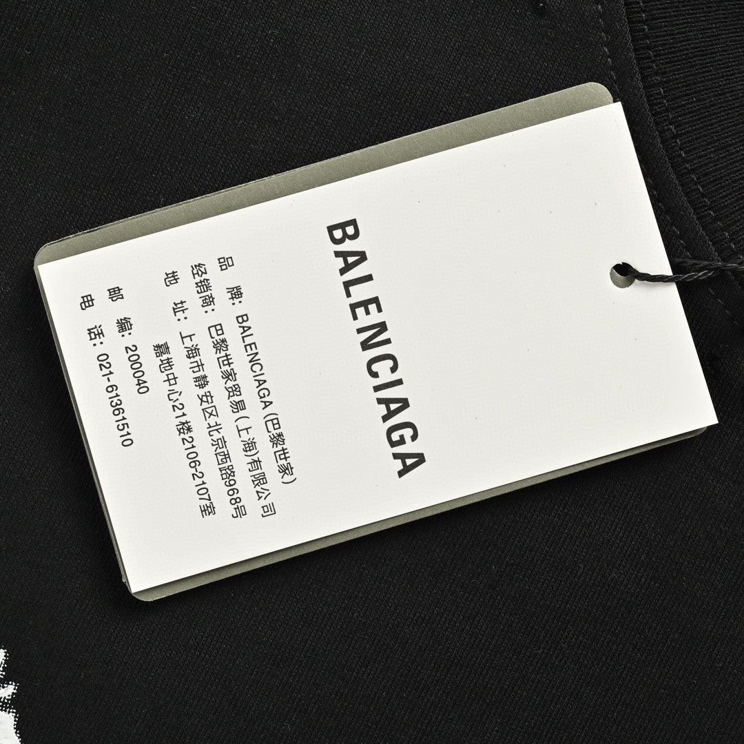 T-shirt Balenciaga à logo vieilli noir