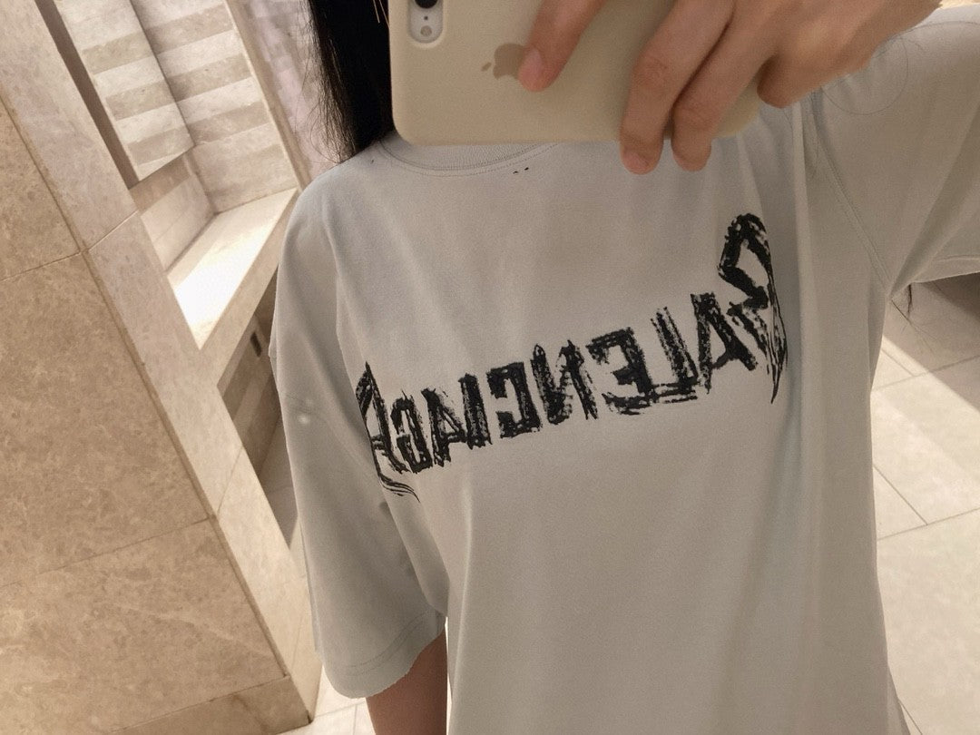 T-shirt Balenciaga blanc à logo vieilli