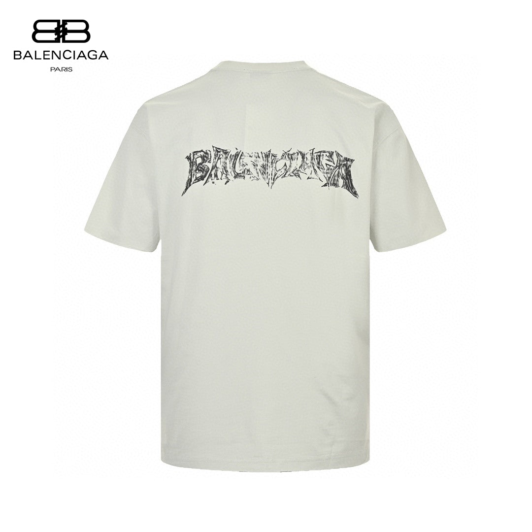 T-shirt Balenciaga blanc à logo vieilli