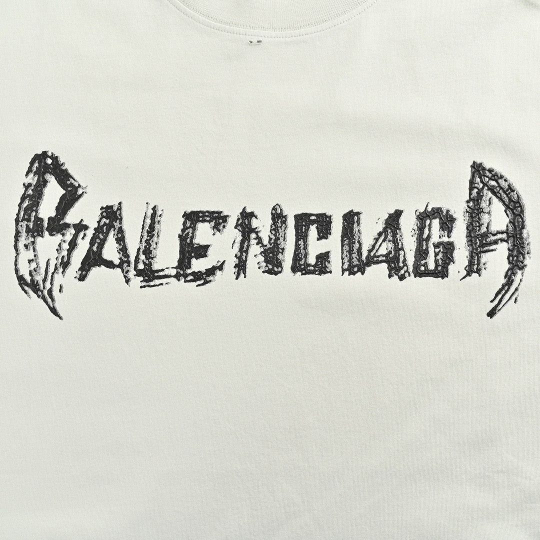 T-shirt Balenciaga blanc à logo vieilli
