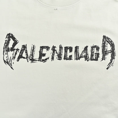 T-shirt Balenciaga blanc à logo vieilli