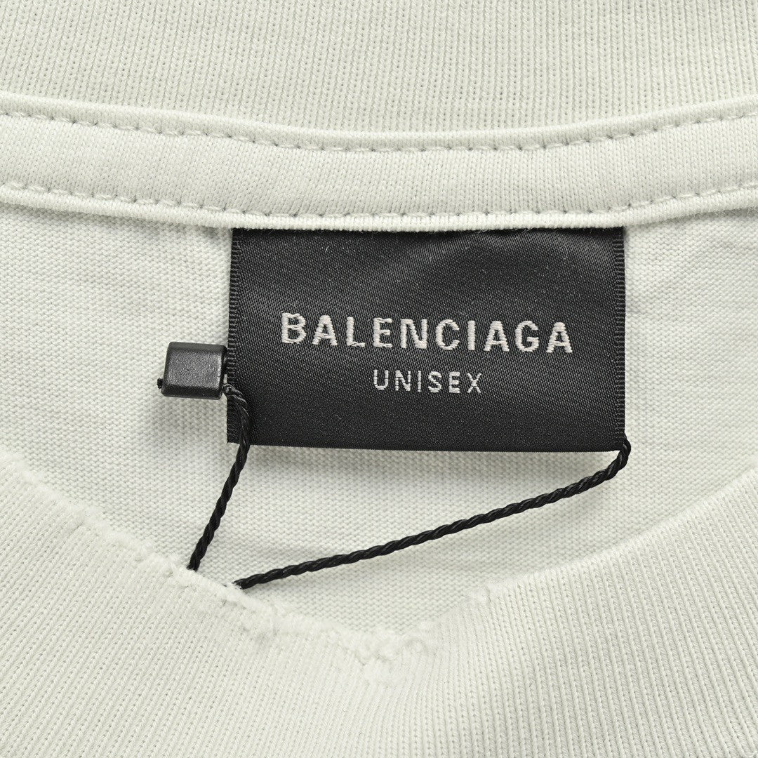 T-shirt Balenciaga blanc à logo vieilli