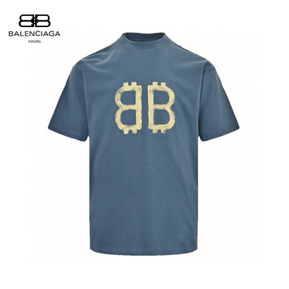 T-shirt Balenciaga Double B Bitcoin (Bleu)