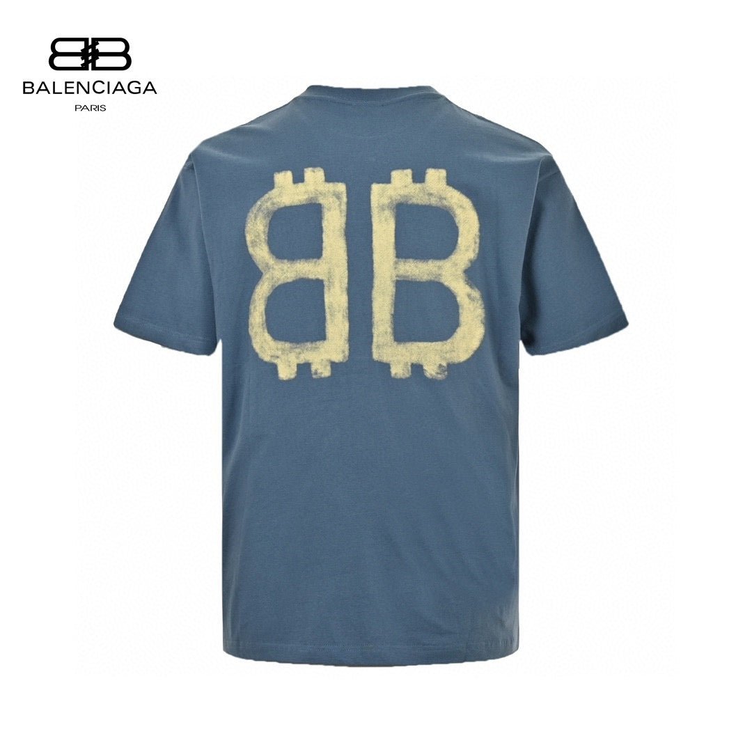 T-shirt Balenciaga Double B Bitcoin (Bleu)