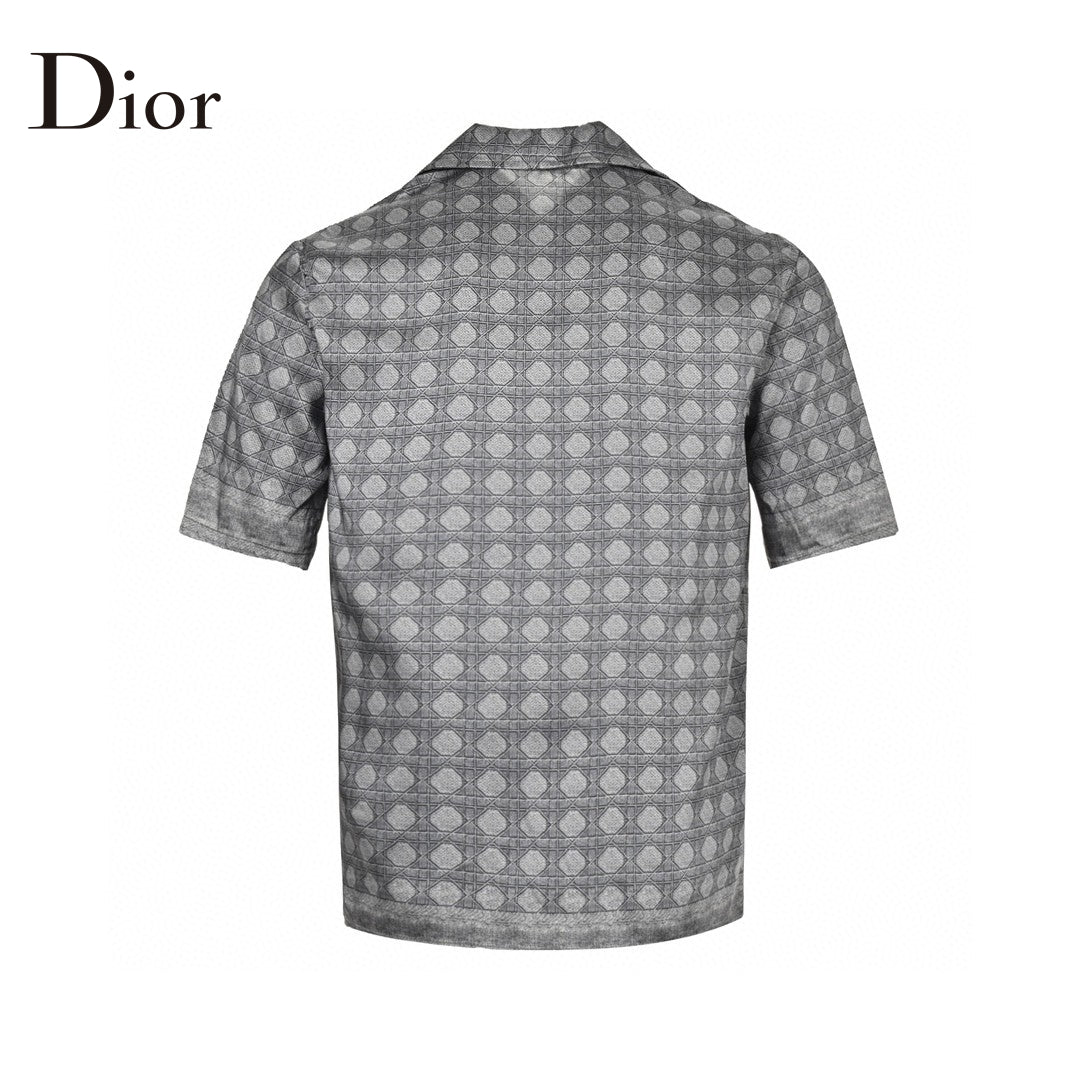 Chemise à manches courtes Dior à motif géométrique gris