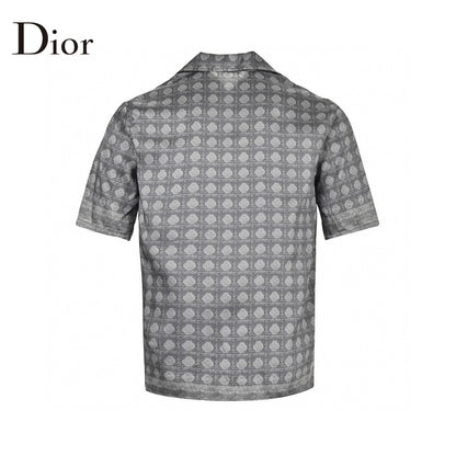 Chemise à manches courtes Dior à motif géométrique gris