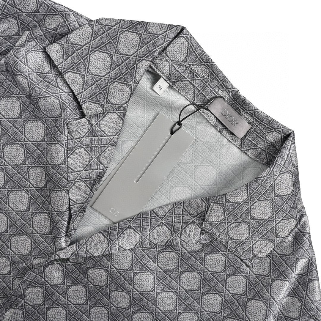 Chemise à manches courtes Dior à motif géométrique gris