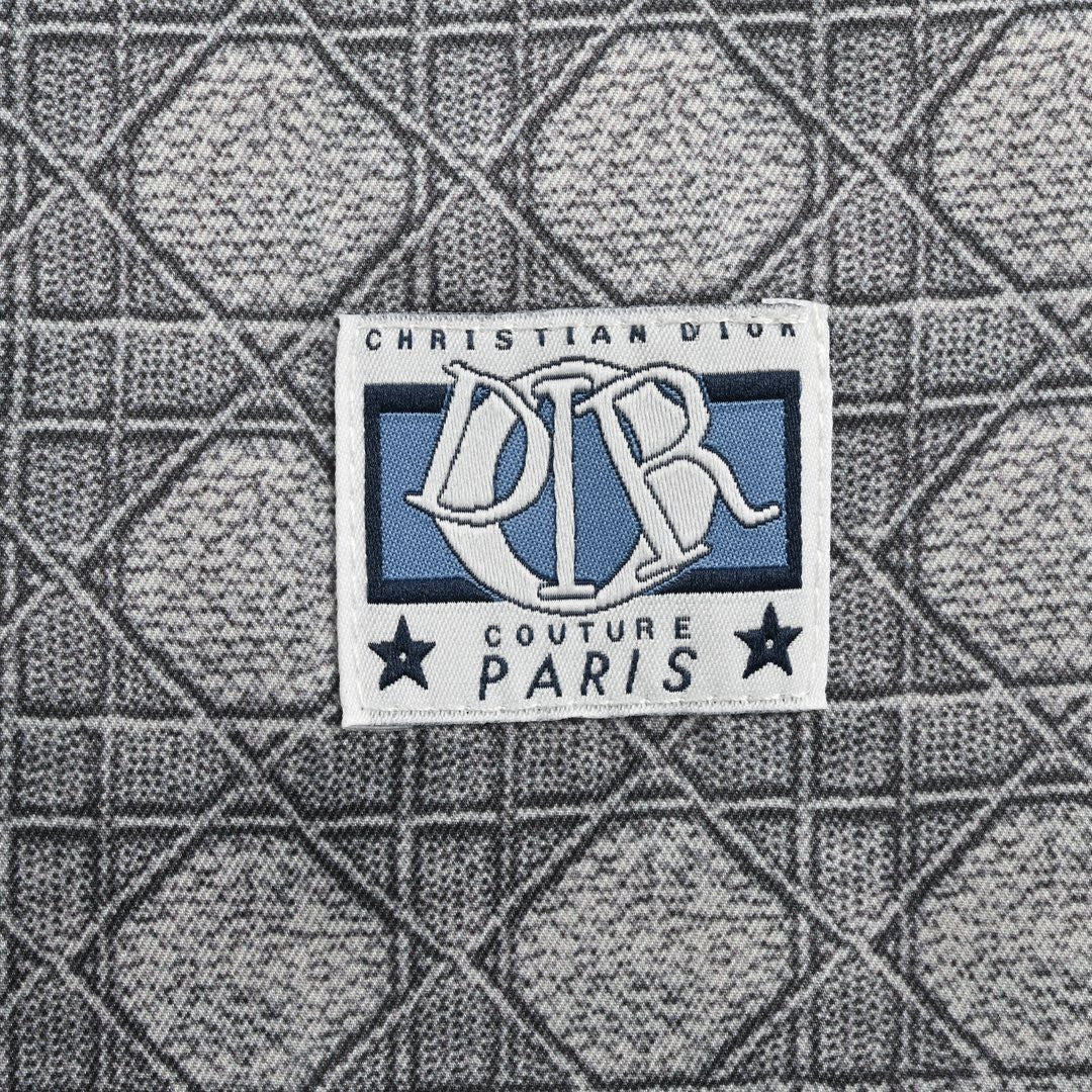 Chemise à manches courtes Dior à motif géométrique gris