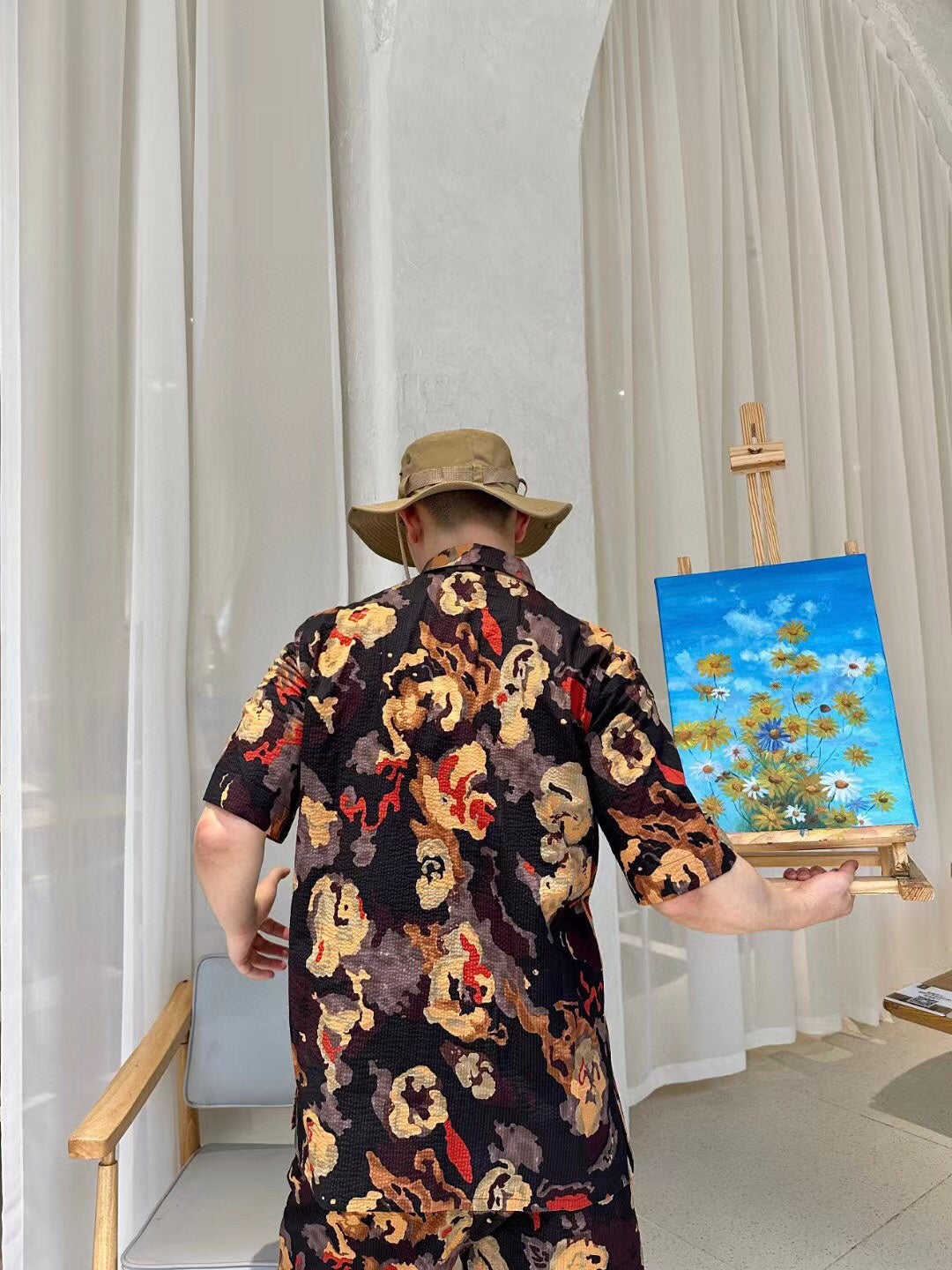 Chemise Dior à imprimé floral abstrait