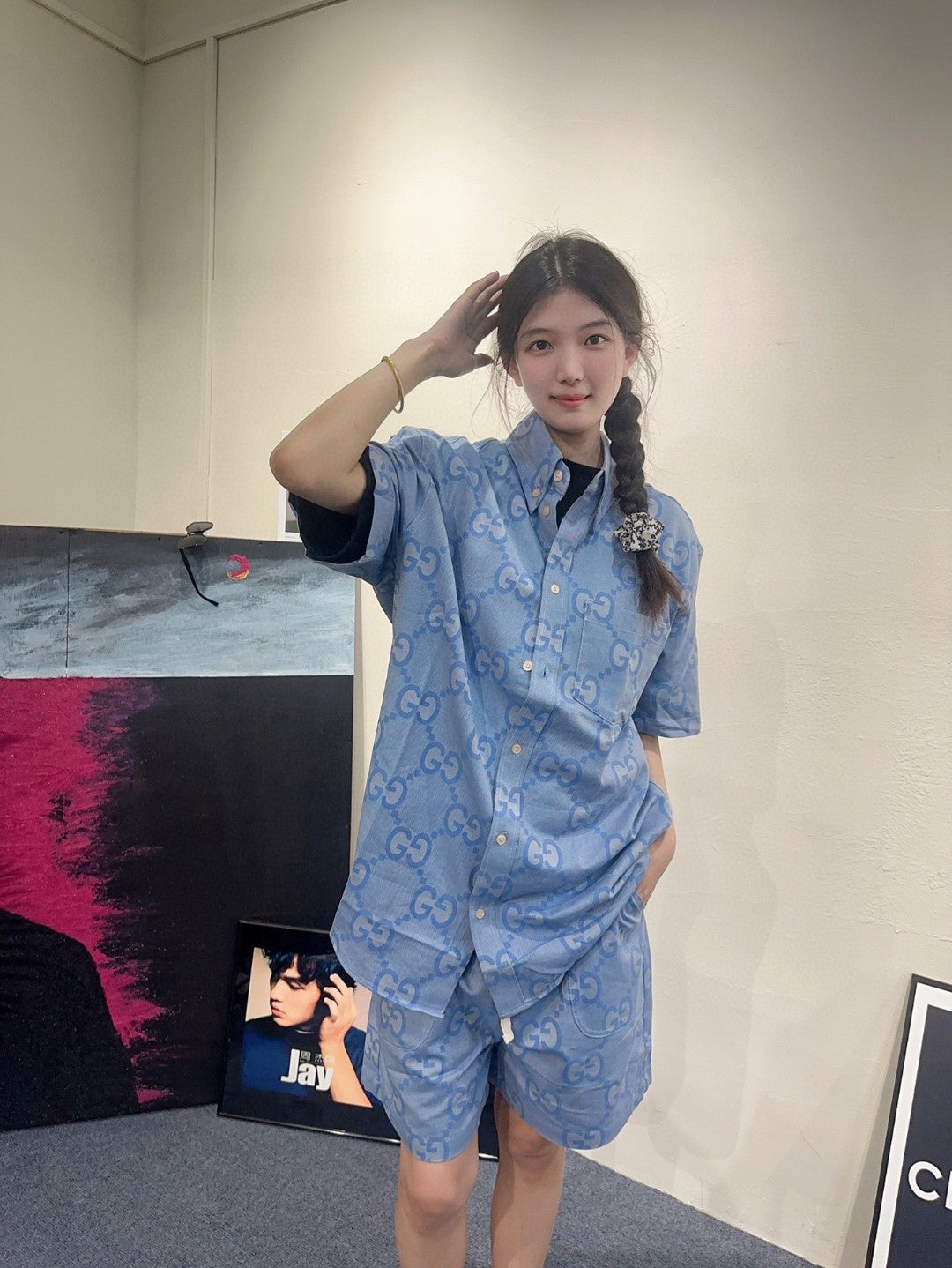 Chemise en jean Gucci à logo intégral