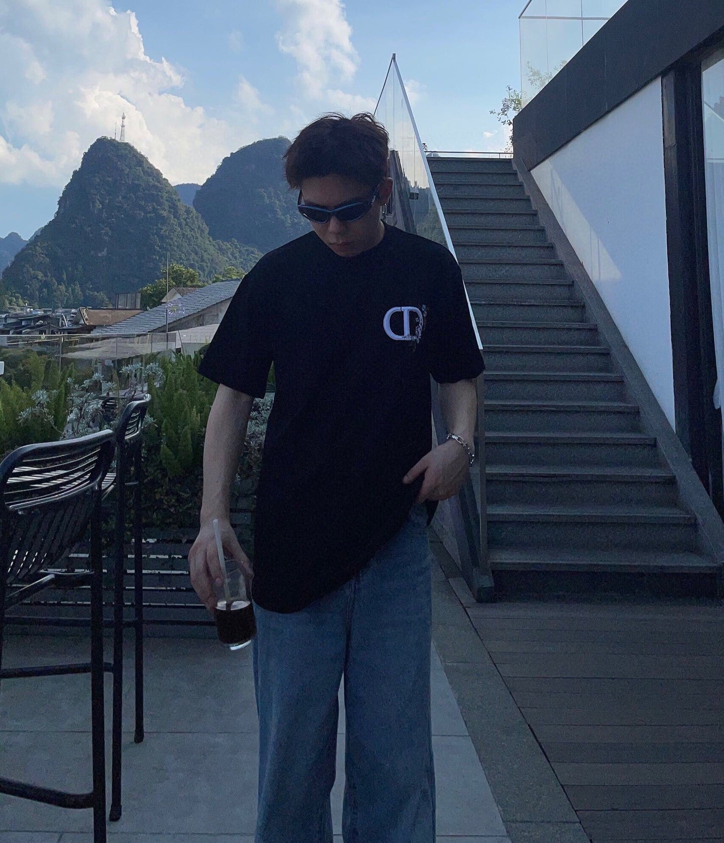 T-shirt Dior avec logo CD floral