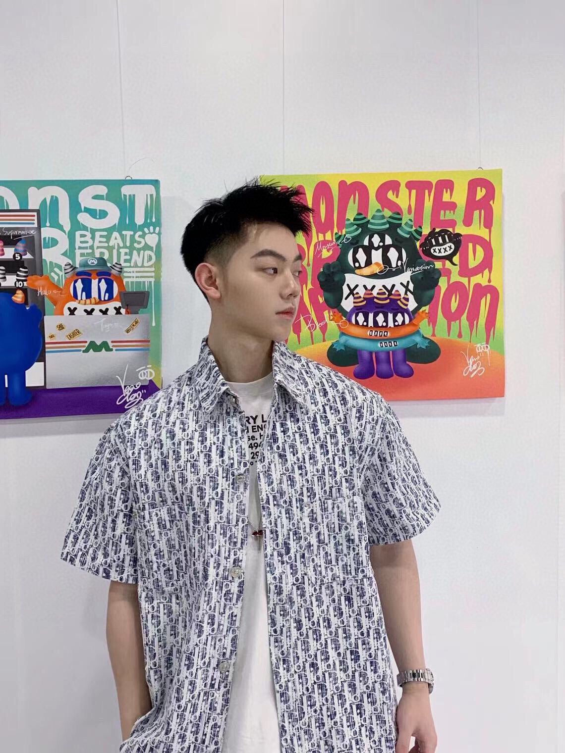 Chemise Dior Monogram (Bleu/Blanc)