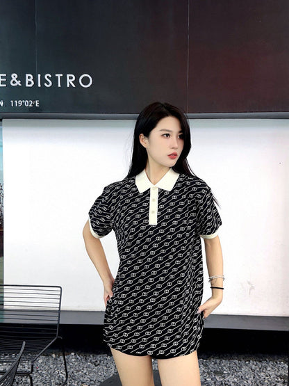 Polo Gucci noir et beige à motifs