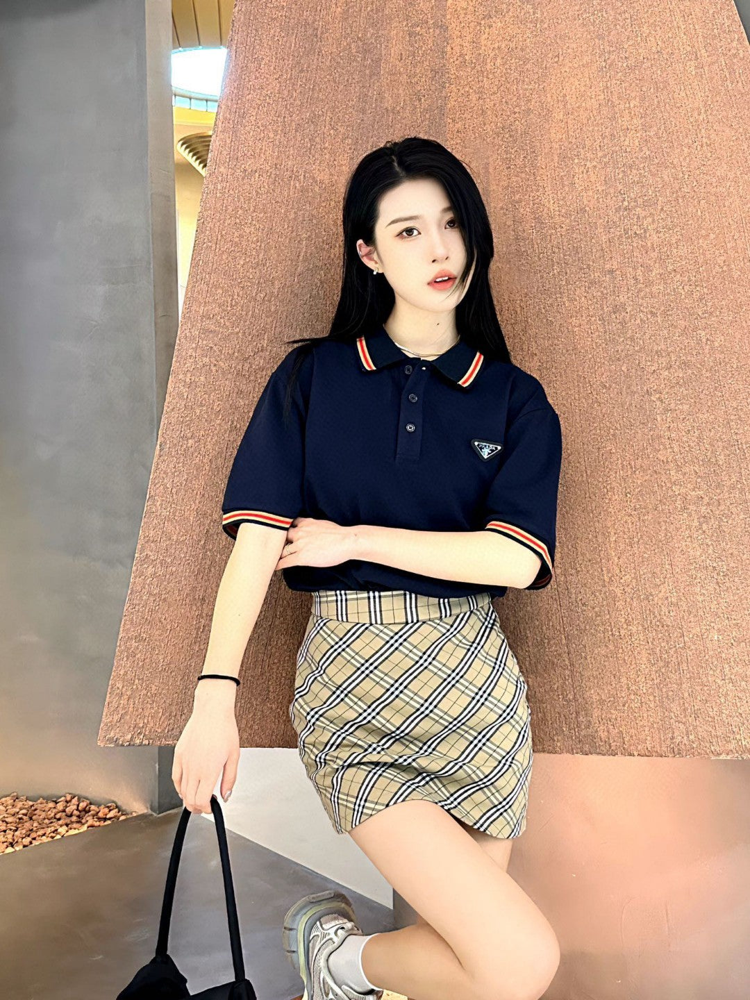 Polo à écusson logo Prada