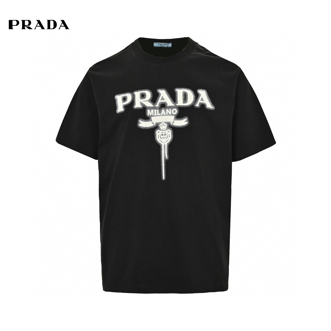 T-shirt Prada Milano noir à emblème