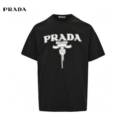 T-shirt Prada Milano noir à emblème