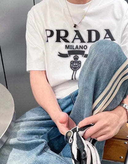 T-shirt Prada Milano blanc à emblème