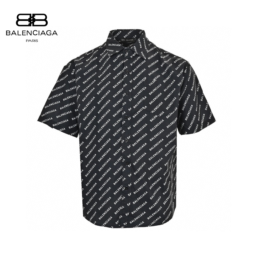 Chemise Balenciaga à imprimé logo intégral (noire)
