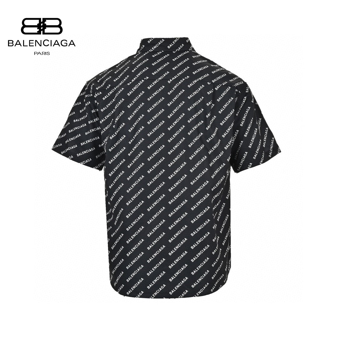 Chemise Balenciaga à imprimé logo intégral (noire)