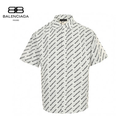 Chemise Balenciaga à imprimé logo intégral (blanche)