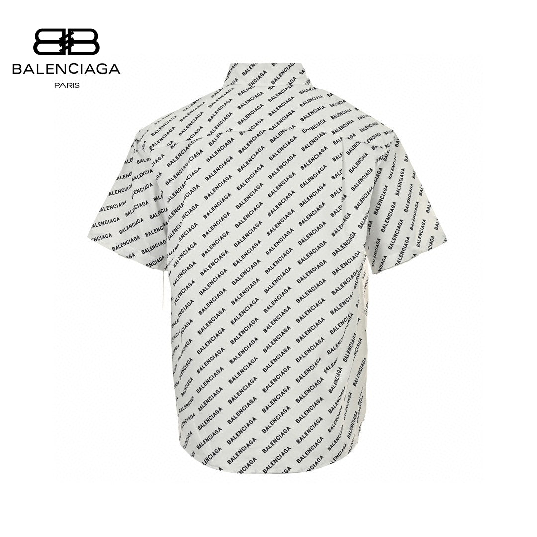 Chemise Balenciaga à imprimé logo intégral (blanche)