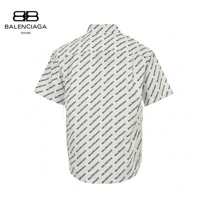 Chemise Balenciaga à imprimé logo intégral (blanche)