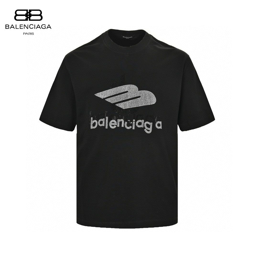 T-shirt Balenciaga à logo cristal noir