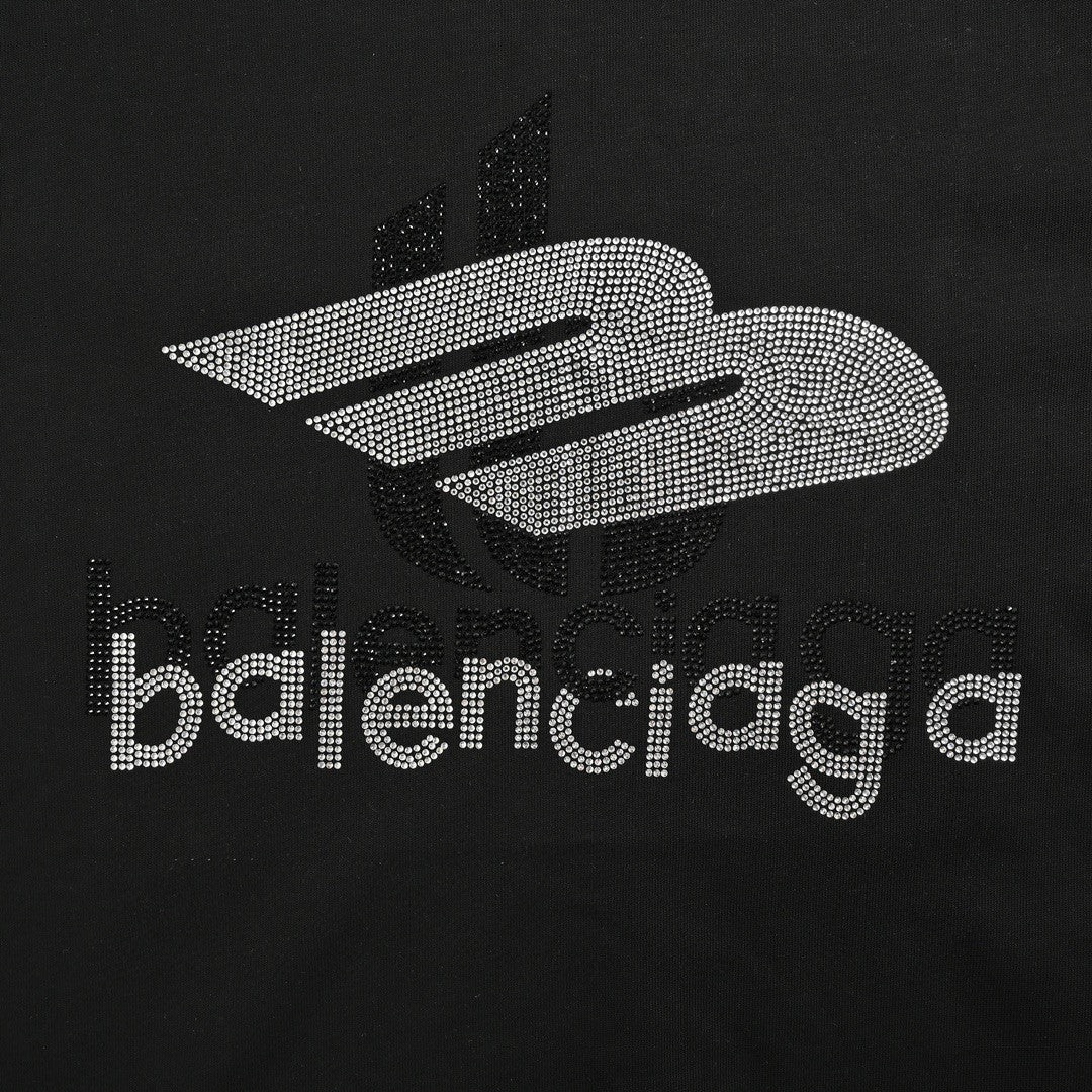 T-shirt Balenciaga à logo cristal noir