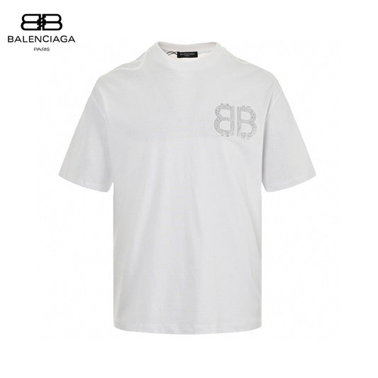 T-shirt Balenciaga à logo cristal blanc