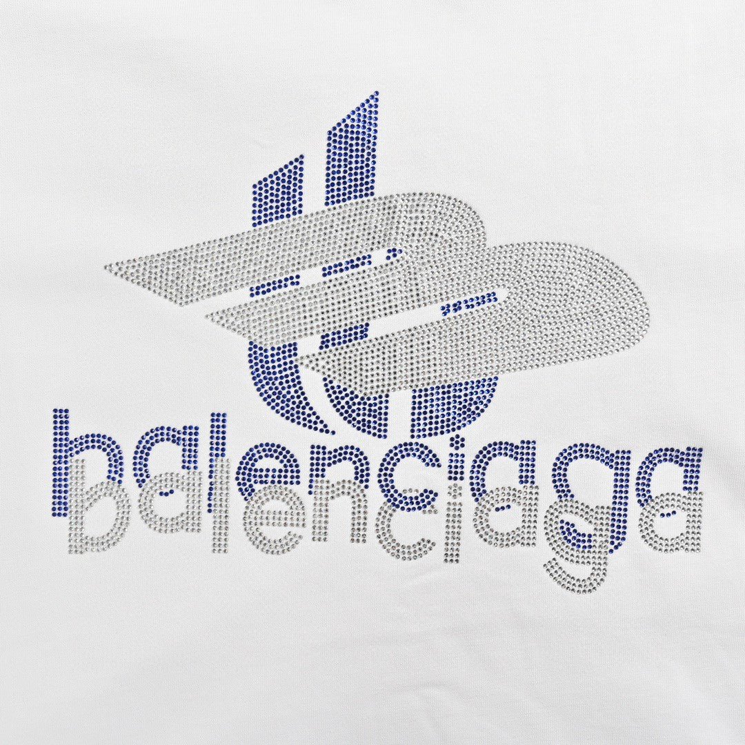 T-shirt Balenciaga à logo cristal blanc