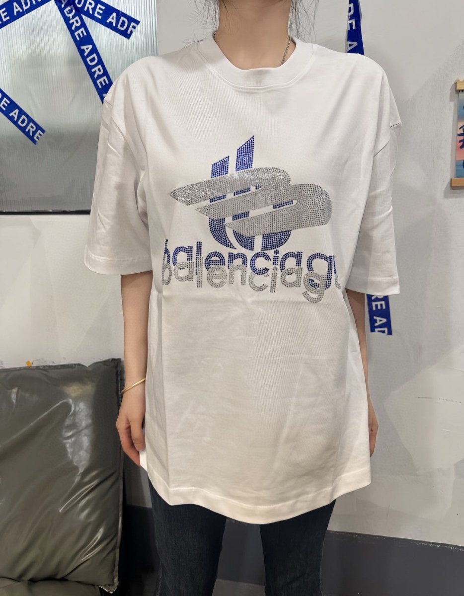 T-shirt Balenciaga à logo cristal blanc