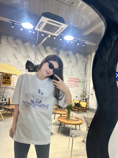 T-shirt Balenciaga à logo cristal blanc