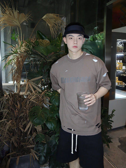 T-shirt Balenciaga à logo vieilli