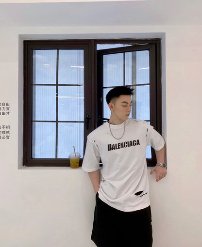 T-shirt Balenciaga à logo vieilli