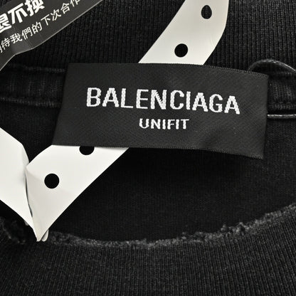 T-shirt Balenciaga à logo vieilli noir