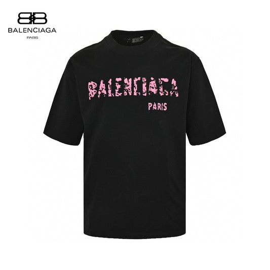T-shirt Balenciaga à logo vieilli noir