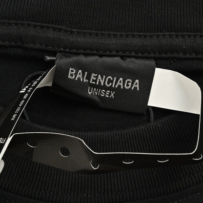 T-shirt Balenciaga à logo vieilli noir
