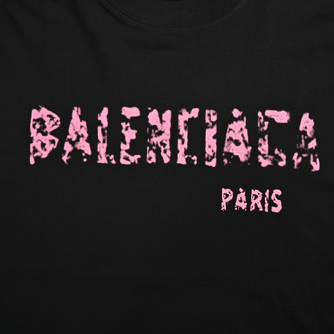 T-shirt Balenciaga à logo vieilli noir