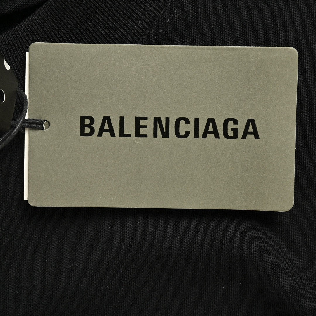 T-shirt Balenciaga à logo vieilli noir