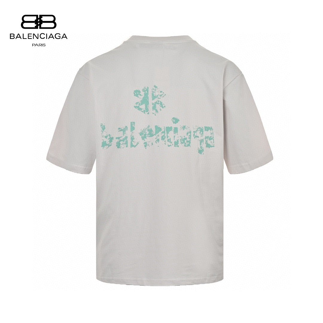 T-shirt Balenciaga blanc à logo vieilli