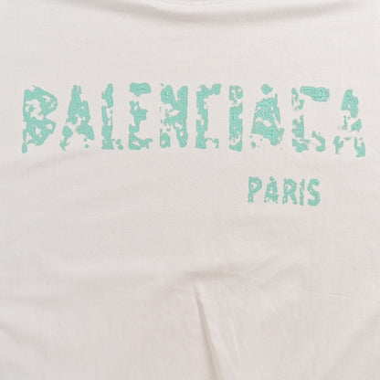 T-shirt Balenciaga blanc à logo vieilli