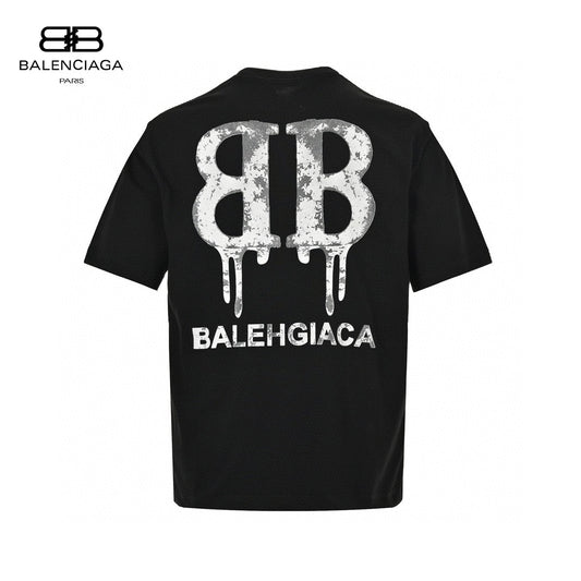 T-shirt Balenciaga à logo BB dégoulinant (noir)