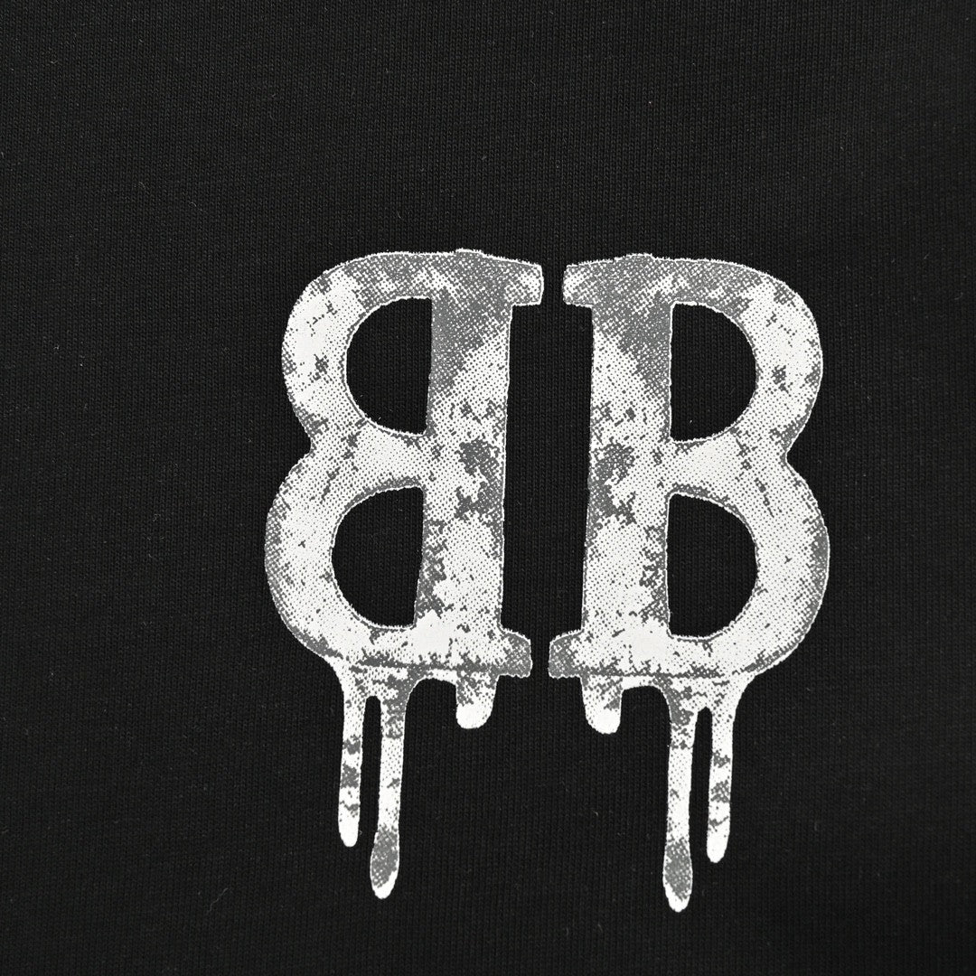 T-shirt Balenciaga à logo BB dégoulinant (noir)