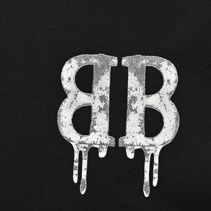 T-shirt Balenciaga à logo BB dégoulinant (noir)