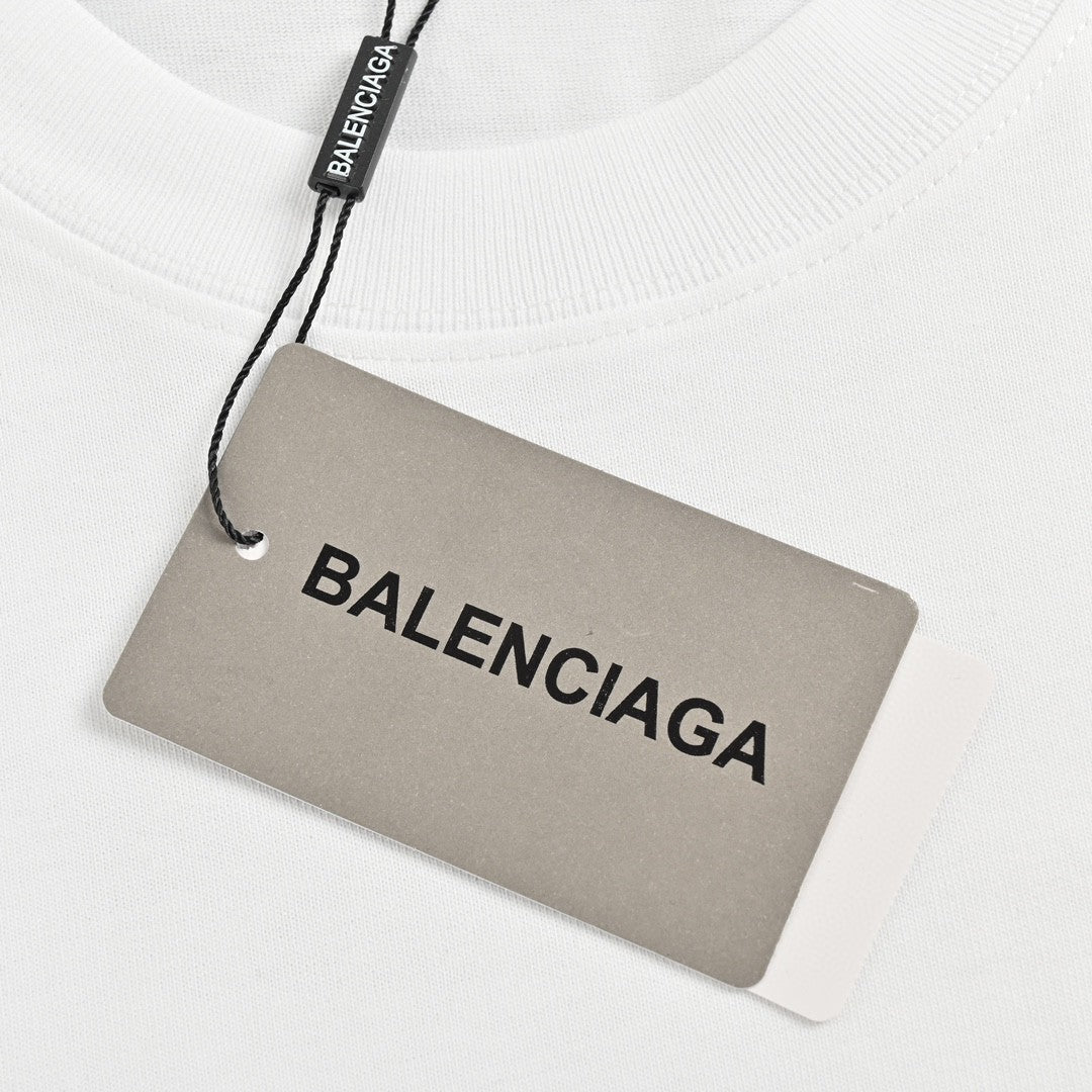 T-shirt Balenciaga à logo BB dégoulinant (blanc)