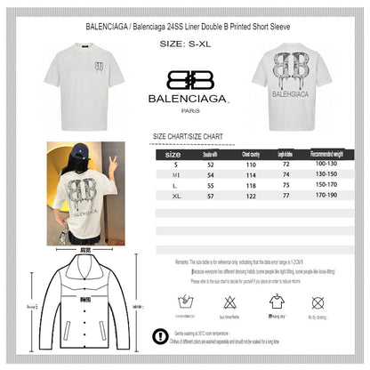 T-shirt Balenciaga à logo BB dégoulinant (blanc)