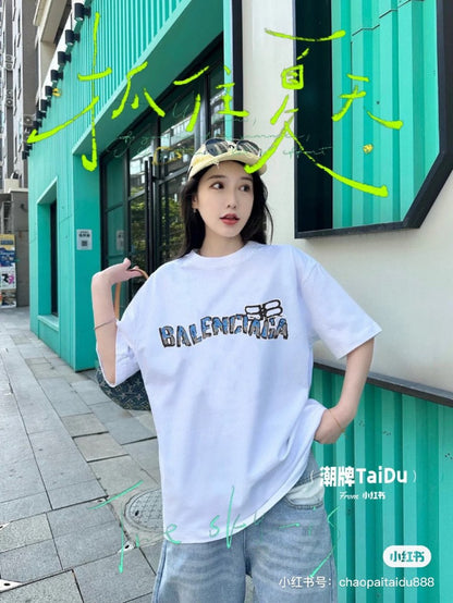 T-shirt Balenciaga à logo graphique (blanc)