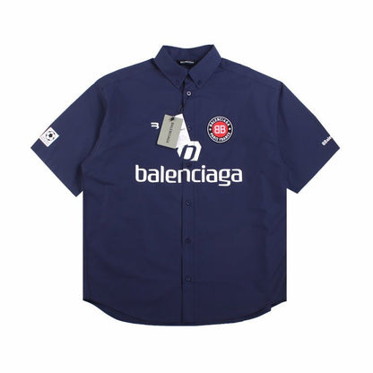 CHEMISE À BOUTONS AVEC LOGO BALENCIAGA BLEU MARINE